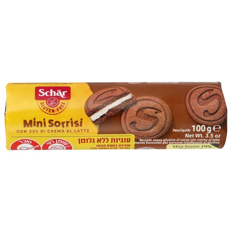עוגיות בטעם שוקולד במילוי קרם שמנת schar 100 גרם