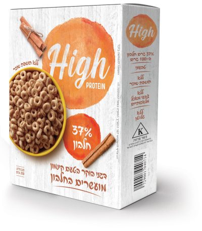 דגני בוקר טבעות דגנים מועשרות בחלבון בטעם קינמון 250 גרם